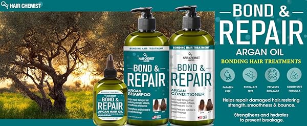 HAIR CHEMIST BOND & REPAIR ARGAN OIL – BONDING TREATMENT FOR DAMAGED HAIR, 7.1 OUNCES