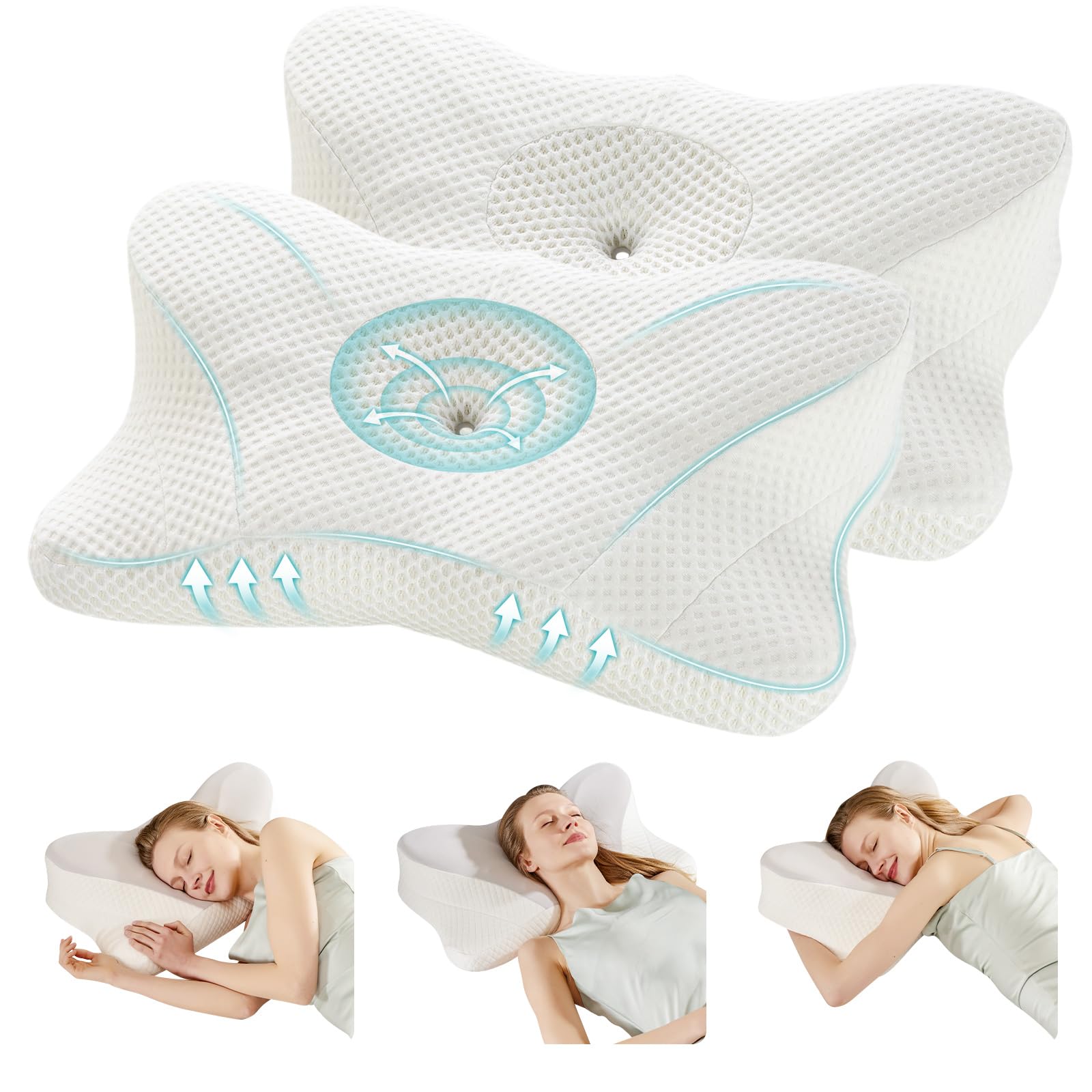 OLIXIS Cervical Neck Pillow for Pain Relief, Ergonomic Memory Foam Pillows for Sleeping, Cooling Side Sleeper Pillow for Neck Support, Contour Pillow Orthopedic Bed Pillow for Back Stomach Sleepers