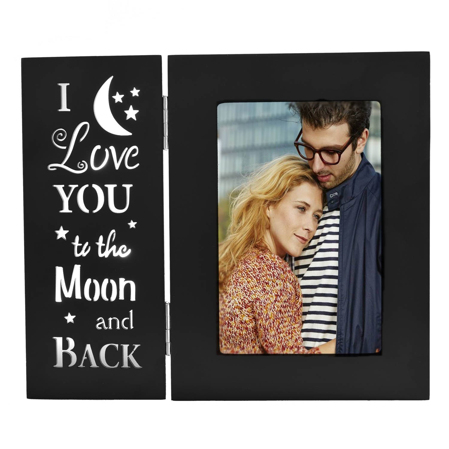 OUCHAN Love Picture Frames 4x6 Inch-Black Light Up Photo Frames Tabletop for Home Decor Family Baby Friends