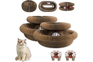 HIVAOLJOY Kitty Kurlz, Cat Toys 2PCS Magic Organ Cat Scratcher , Infinity Scratching Board Reversible Interactive Cardboard Kitten Pads for Bored Indoor Cats