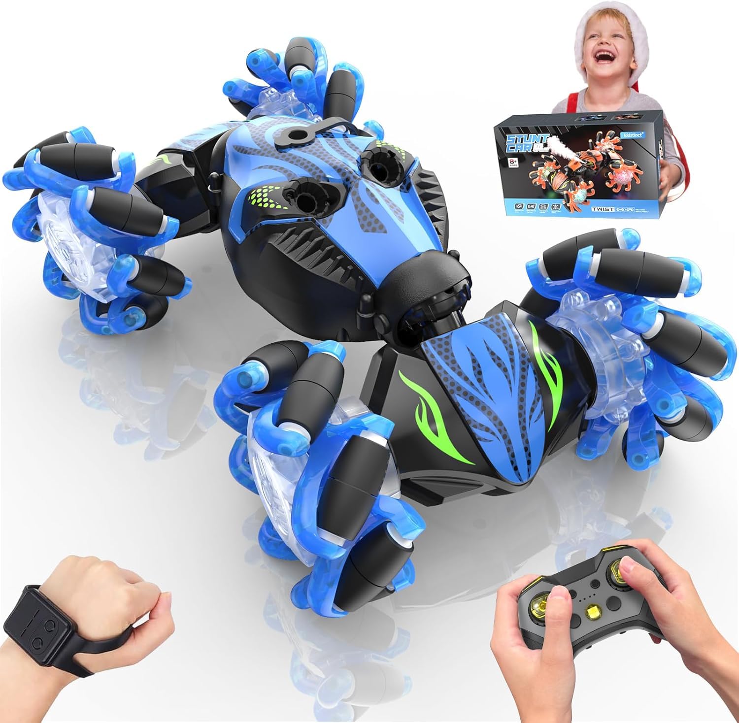 Photo 1 of 1:16 Gesture Sensing RC Stunt Car, Hand Controlled Remote Control Twist Cars with Light & Music, 4WD 360° Rotate Transform Drift, Gifts for 8-12 Kids Age 8 9 10 11 12 Yrs Old?