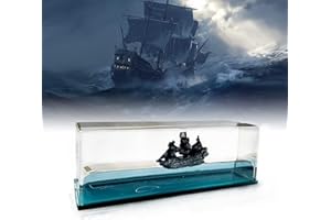 Unsinkable Boat Black Pearl Pirate Ship in a Box Bottle Decorations, Ship Model Fluid Liquid Drift Bottle Visual Decorations 