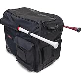 PowerNet Rolling Bucket Bag, Holds 2 6-Gallon Bucket of Baseballs &amp; Softballs, Storage Pockets for Baseball Bat, Gloves &amp; Scoreboards, Fits Launch F-lite Pitching Machine &amp; Balls