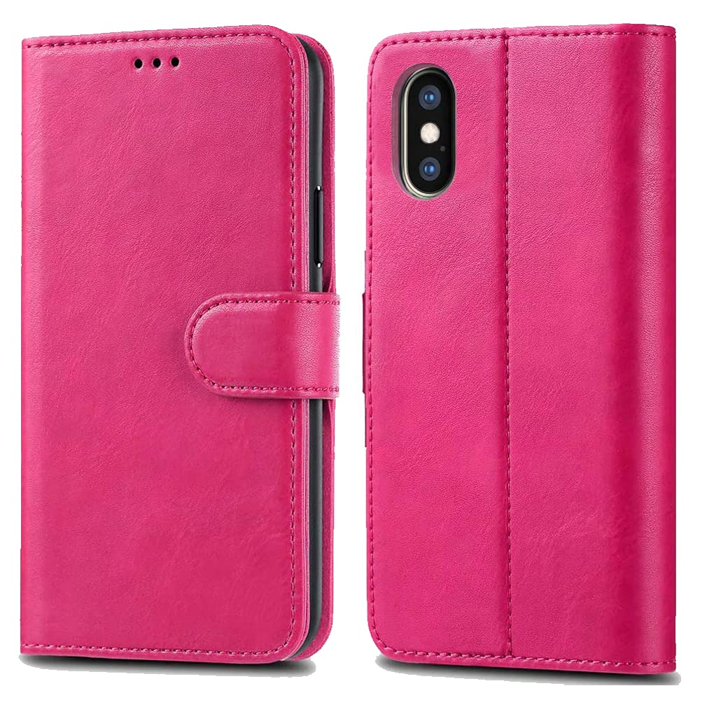 Apple iPhone XR 6.1" Cases - Premium Wallet Leather Flip Case Cover For iPhone XR 6.1" [Card Holder] [Magnetic Closure] (Pink)