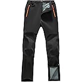 TimGross Men's Snow Ski Hiking Pants Waterproof Winter Fleece Lined Pants Camping Softshell Snowboard Pants Zipper Bottom Leg