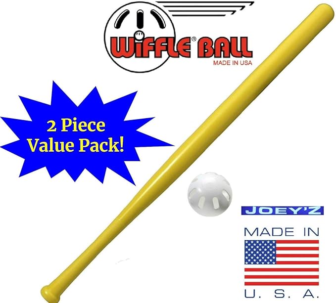 JOEY'Z Wiffle Bat and Wiffle Ball Baseball Gift Set Value Bundle (Bat with 1 Ball