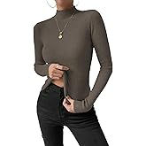MakeMeChic Women's Lightweight Sweaters Mock Neck Long Sleeve Fall Sweater Knit Fitted Pullover Tops
