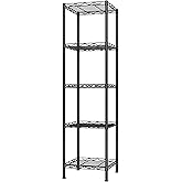 HOMEFORT Storage Shelves, 5-Wire Shelving, Metal Shelving Unit Adjustable Storage Shelves Rack for Kitchen, Pantry, Bathroom, Black, 11.4" W x 11.4" D x 46" H