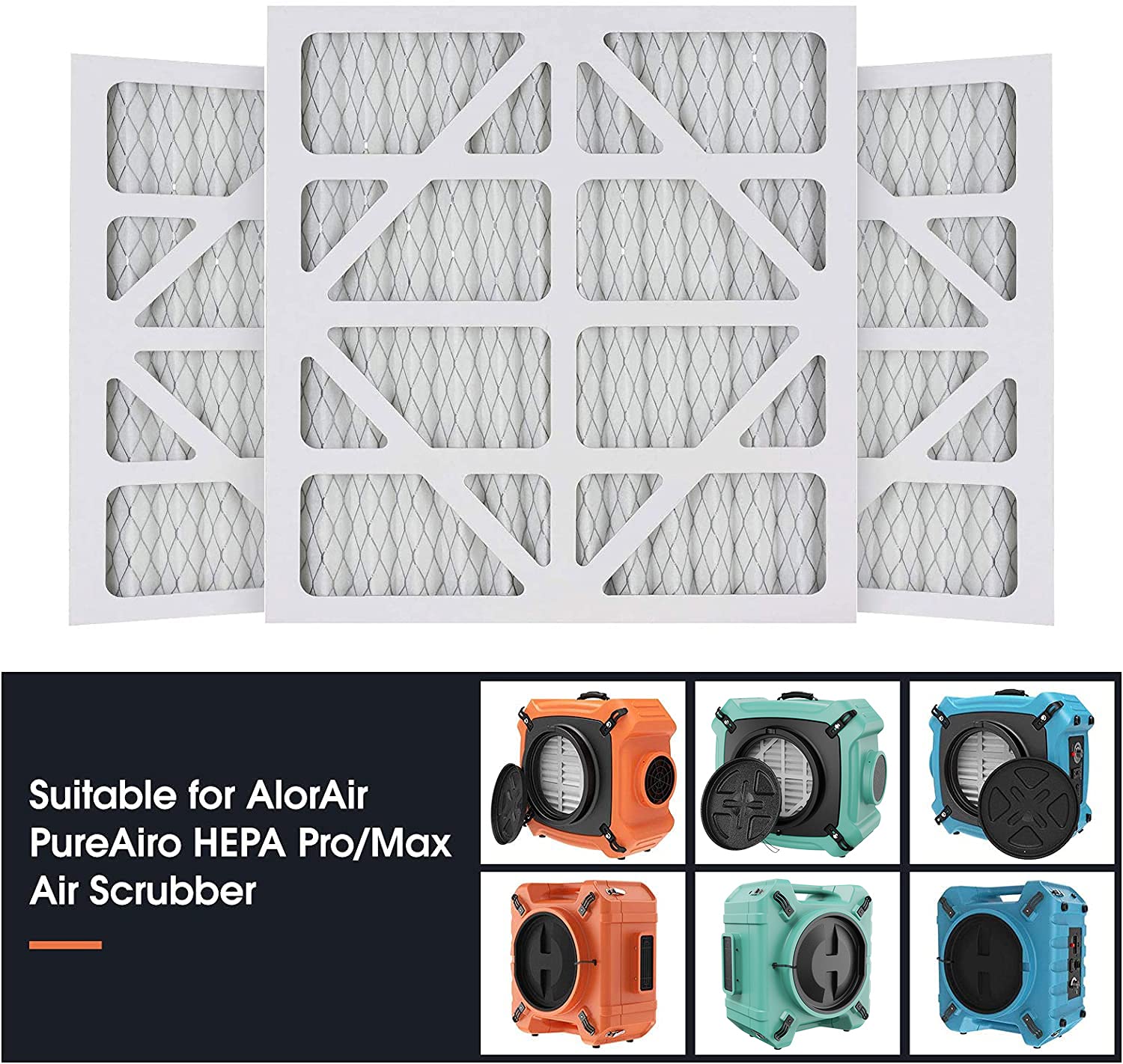 AlorAir 5-Pack MERV-10 Air Filter for PureAiro HEPA Pro/PureAiro HEPA Max Air Scrubber, 14.3x13.6x0.79(available for 770, 870, 970)
