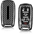 T-carbon Key Fob Cover fits for Ram,Real Glass Fiber Key Fob Protector fits for Ram 1500 2500 3500 Accessories,fits for Ram Power Wagon Tradesman Key Shell with Keychain 2019-2025,Silver Black