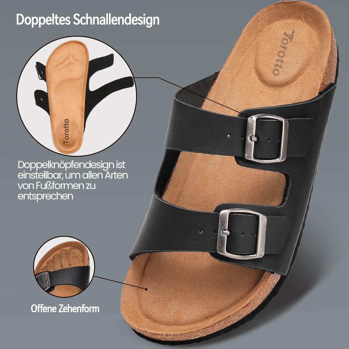 Herren Pantoletten Sandalen Hausschuhe Flache Latschen Sommerschuhe Erwachsene Schlappen Arbeitsschuhe Bequeme Classic(Schwarz,42 EU) 5