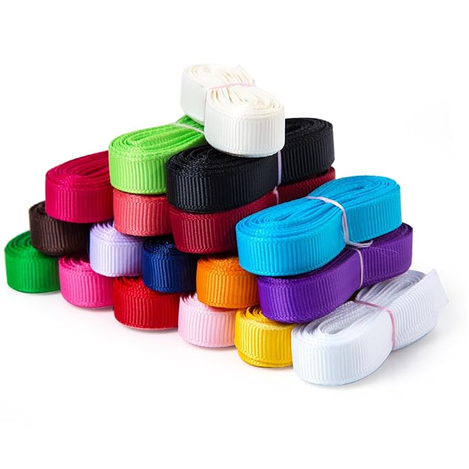 HABI Grosgrain mehrfarbig Bändern Geschenk Bänder 40 Meter DIY 18 Farben und verschiedene Breite . Jede Farbe Set ca 3 Meter