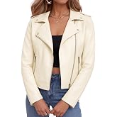 Ommiivex Women Leather Jacket Faux Cropped Coat Cute Short Zip Up for Casual Rock Concert Game Day Edgy Vintage Outfit