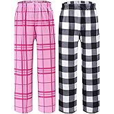 Ekouaer 2/3 Pack Girls Pajama Pants - Cute Print PJ Bottoms With Pockets, Soft Kids Lounge Pants With Elastic Waist