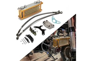USTPO Motorcycle Oil Cooler Cooling Radiator Engine Kit Universal for CRF XR KLX 50 70 90 110 125 140cc SSR Taotao Coolster Kayo Apollo Dirt Pit Bike ATV Gold