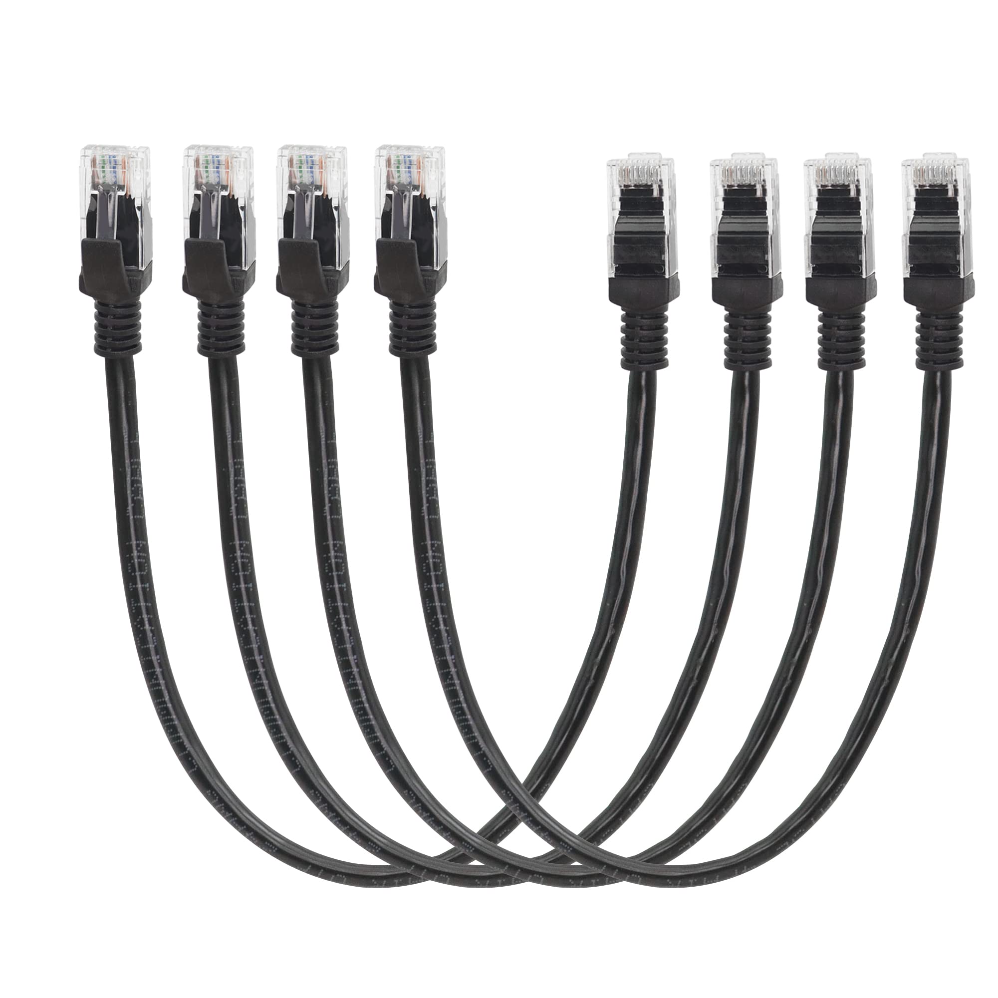 RIIEYOCA Short Cat5e Ethernet Patch Cable 1ft,Snagless RJ45 Computer LAN Network Cord for Router, Modem,Switch, Server, Black(4 Pack)