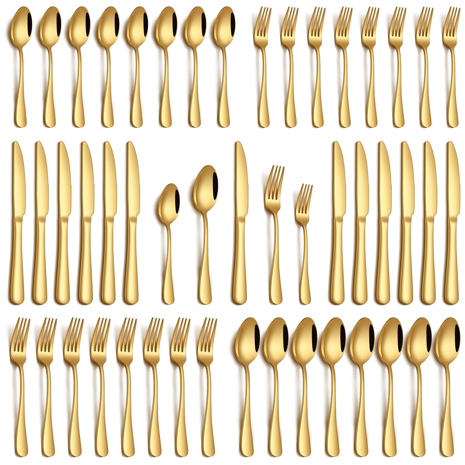 Photo 1 of PHILIPALA 40 Piece Gold Silverware Set, Stainless Steel Flatware Set for 8 Food Grade Cutlery Utensil Set Include Knife Fork Spoon Mirror Polished Dishwasher Safe