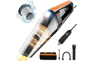 FRESMOL Car Vacuum, Portable Car Vacuum Cleaner High Power 8000Pa, Small 12V Handheld Vacuum with LED Light,16.4Ft Corded, Car Accessories Kit of Car Interior with Wet or Dry for Men/Women