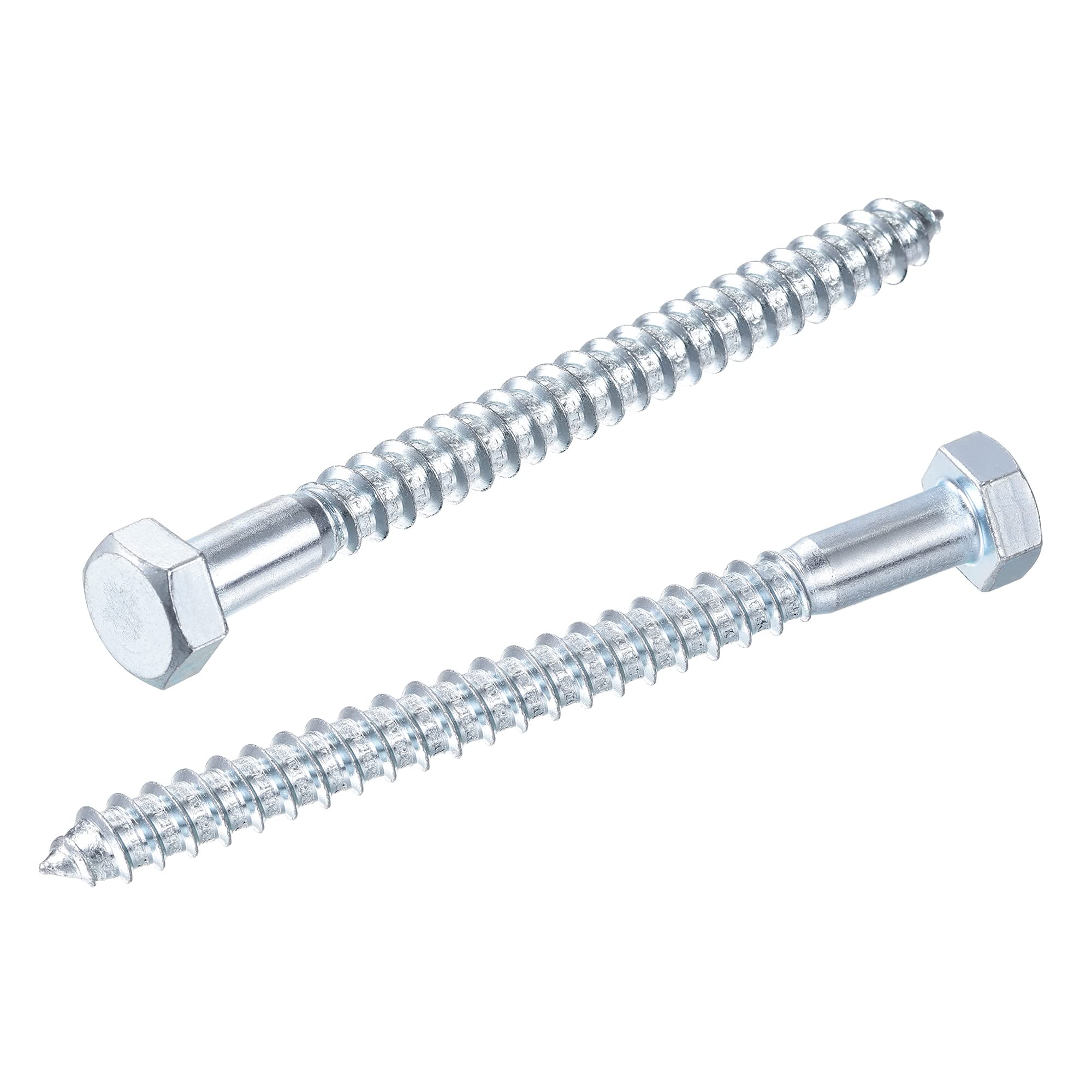 sourcing map Hex Lag Screws, M6 x 80mm Carbon Steel Zinc Plated Half Thread Self-Tapping Bolts for Wood Screw 25Pcs