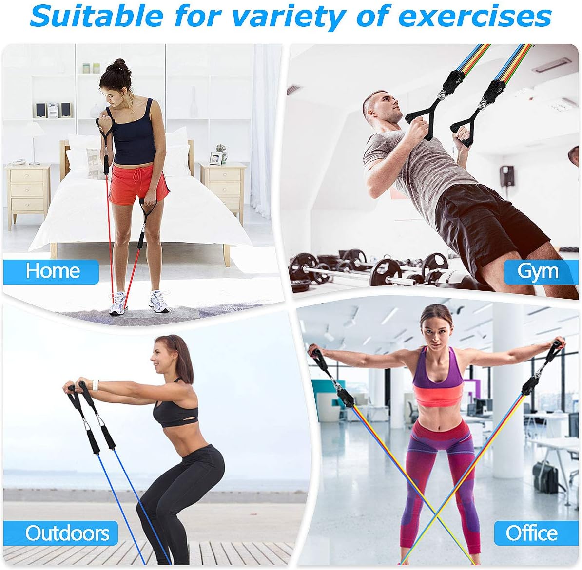 N-A Resistance Bands Set (11pcs)-5 Piece Exercise Bands with Handles, Fitness Bands with Door Anchor & Ankle Straps for Resistance Training, Physical Therapy, Home Workouts-Stackable Up to 150 lbs. : Sports & Outdoors