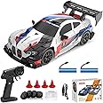 KAIMIO 1:24 Scale RC Drift Car 4WD 2.4GHz 30KM/H High Speed Racing Sport Toy Car with LED Lights, Racing and Drift Wheels (8607-White)