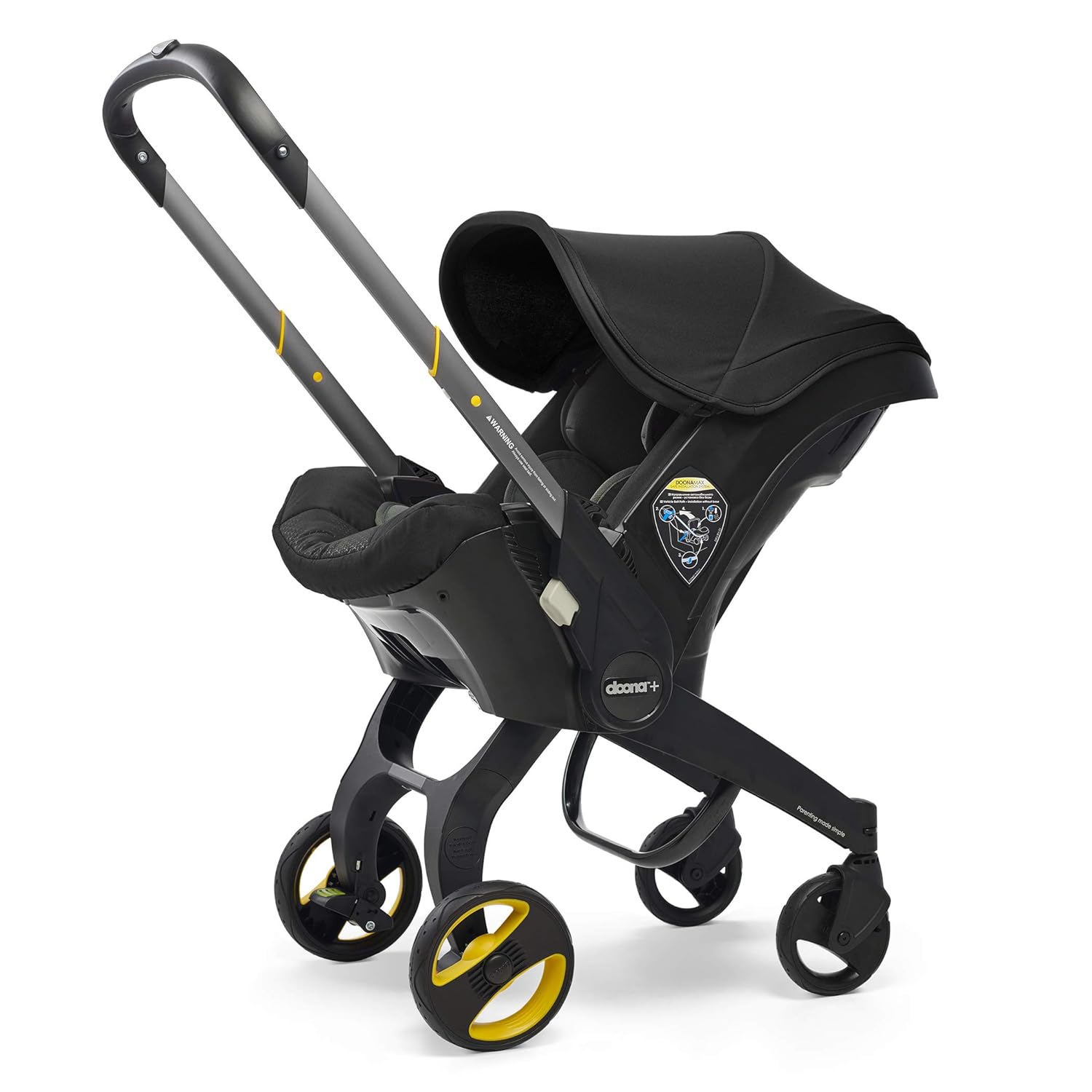 car seat transforms into a stroller in seconds