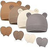 Newborn Baby Hat and Mittens Set, Infant Beanie Caps Newborn Essentials Must Haves for Baby Boy Girl 0-6 Months