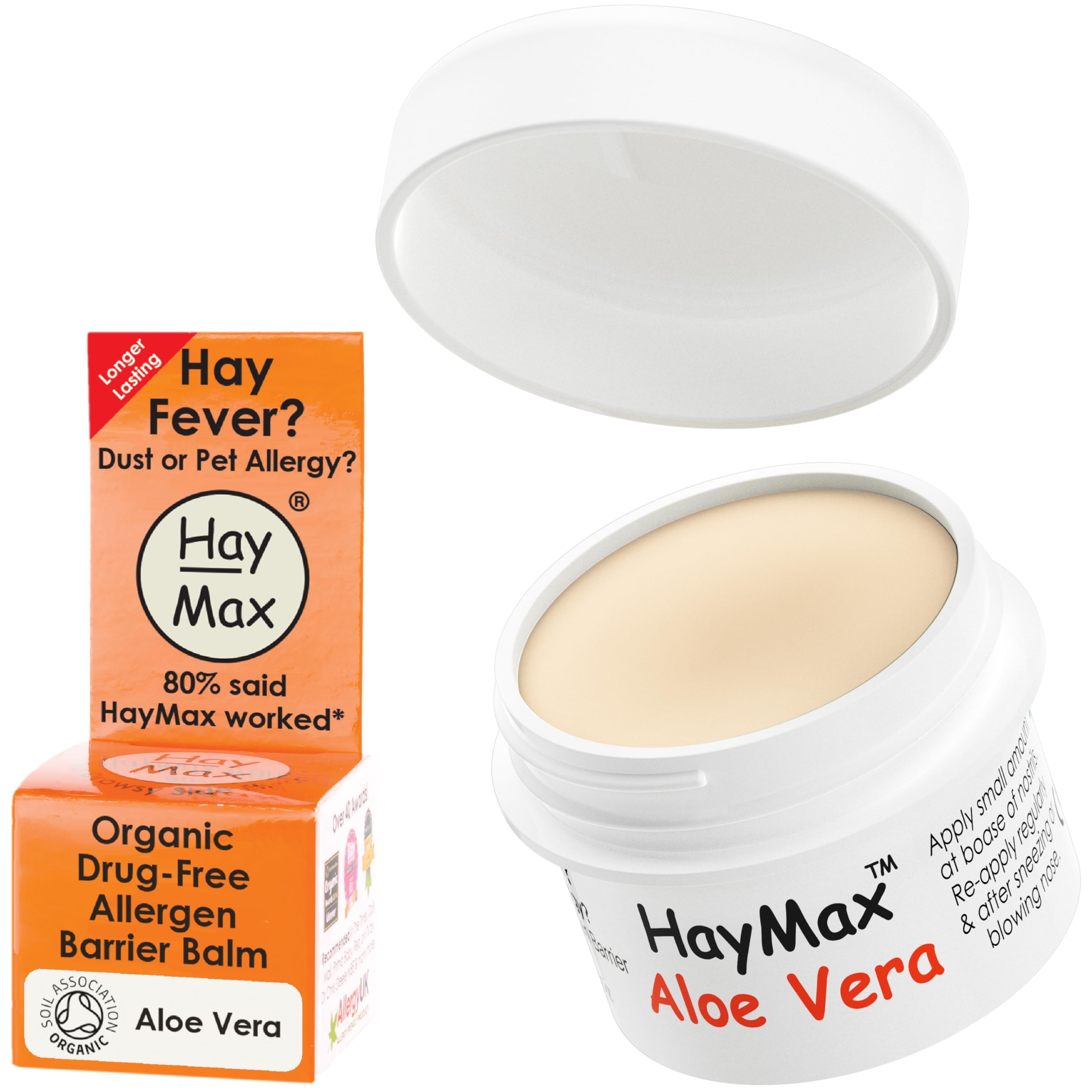 HayMax Allergen Barrier Balm - Aloe Vera 5ml - Organic, Natural & Non-Drowsy Hay Fever & Allergy Relief Balm - Blocks Pollen, Dust & Other Allergen Particles - Great for Adults, Kids & Pregnant Women