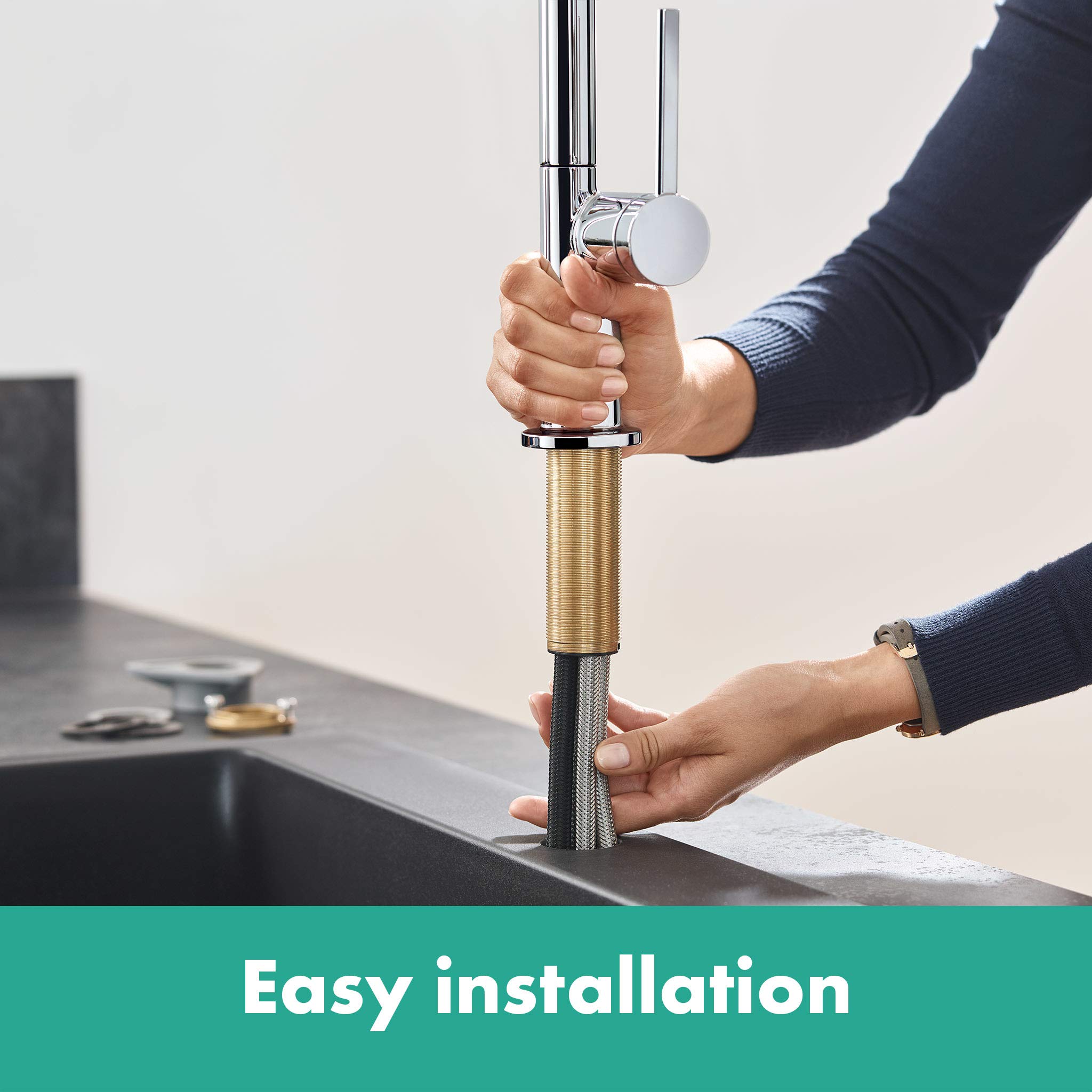 hansgrohe Talis M54 - Küchenarmatur, 1 Stahlart, Wasserhahn Küche mit Auslaufhöhe 270 mm, Mischbatterie Küche 360° schwenkbar, Chrom, 72840000 4