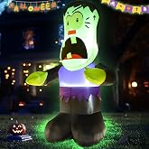 4FT Halloween Inflatable Decor Giant Ghost with LED Lights | Halloween Blow Up Decoration Indoor Outdoor Yard Graden Party Holiday Decor