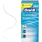 Oral-B Super Floss Pre-Cut Strands, Dental Floss for Bridges, Braces and Wide Spaces, 100 Strands