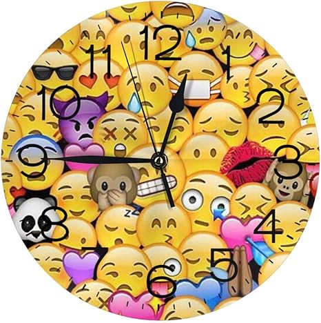 Amazon Co Jp 掛け時計 連続秒針 壁掛け時計 面白い絵文字 静音 置き時計 円形 壁 新生活 部屋装飾 サイレント インテリア プレゼント おしゃれ 引越 新築 開業 昇進 退職 出産 お礼 Home Kitchen
