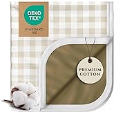 Pobibaby Premium Baby Blanket, Soft Stretchy Quilt for Babies, Toddlers, Kids (Gingham Khaki)