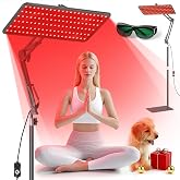 Morfone Red Light Therapy for Body Face Tri-Wavelength 660nm, 850nm, 940nm | LED Infrared Light Therapy Lamp Panel with Adjustable Stand Protective Glasses, Home Use, Gift for Women Girl, Black Grey M