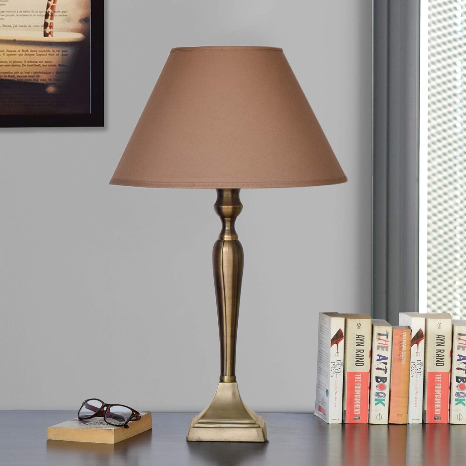 Buy KAPOOR EILLUMINATIONS Brass Table Lamp with Shade Online at Low