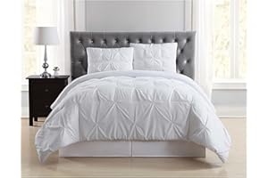 TRULY SOFT Pleated Duvet Set White Polyester 2-Piece Twin XL Duvet Set, Solid Color Themed, for Men and Women, Oeko-TEX Certified Confidence