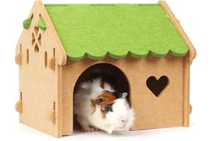 YKD Guinea Pig House, Felt Cloth Guinea Pig Hideout with Cave Stairs, Small Animal Hideout Hut for Chinchilla Guinea Pig Hamster Hedgehog Playing Sleeping Hiding (Small, Green)