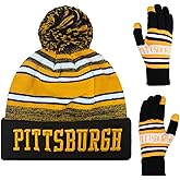 Vintage Classic Skull Cap 3D Embroidery Beanie Cuffed Winter Hat Knit Comes with Warm Gloves Gifts for Men Women Fans