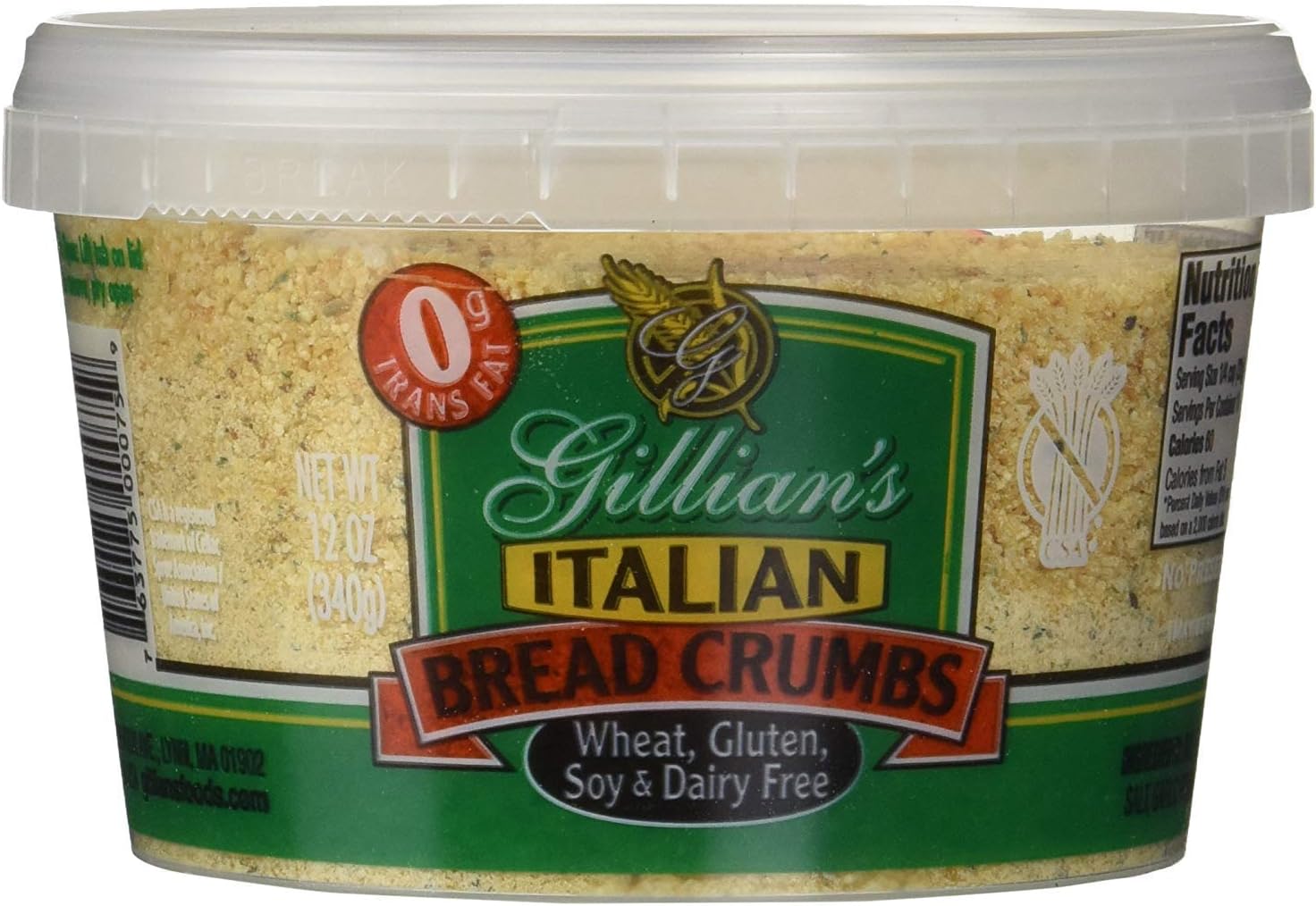 Gillian's Foods Gluten Free Italian Bread Crumbs - 12 oz (3 Pack)