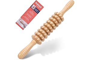 XOKOCLI Wood Massage Roller Wood Therapy Massage Tools Body Roller Cellulite Roller Fascia Blaster Muscle Roller Wooden Massager for Lymphatic Drainage, Maderoterapia, Pain Relief(White 9-Wheel)