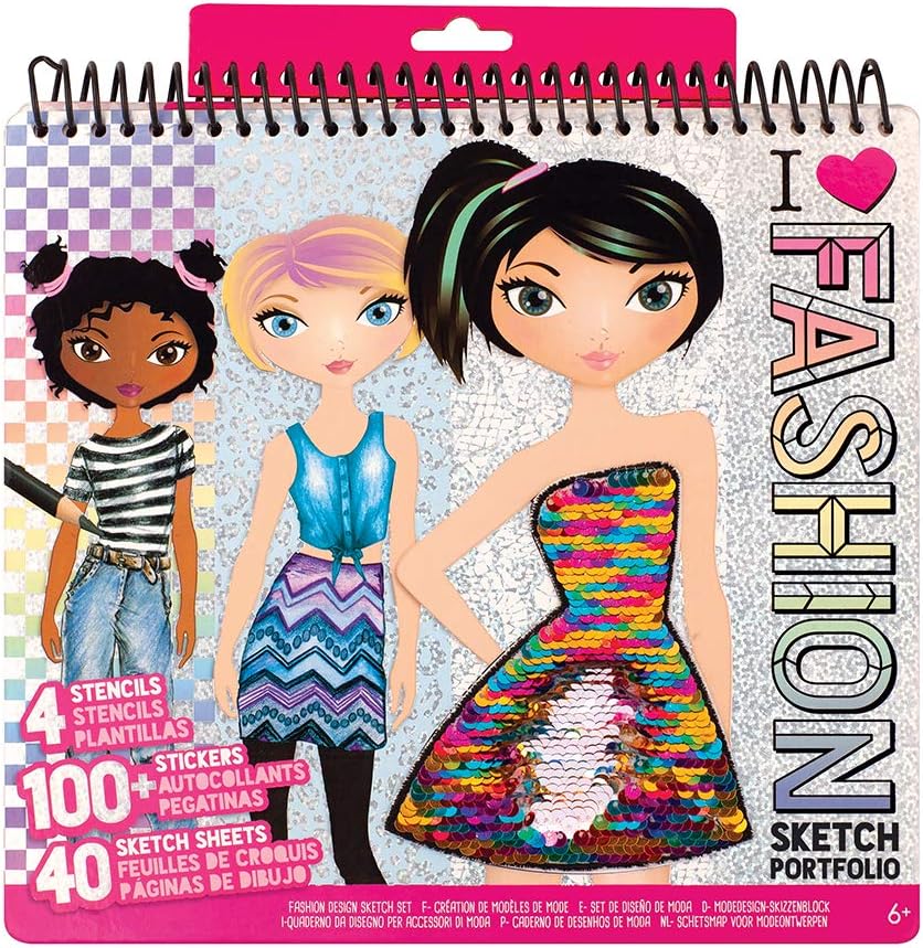 Fashion Angels Fashion Design Sketch Portfolio (11451) Full Size Sketch Book, Fashion Coloring for Kids,Brown/A: Toys & Games