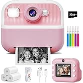 Instant Camera, Front Rear Dual Selfie Kids Camera with 1080P Videos, Holiday Birthday Gifts for Kids Age 3-12, Toddler Portable Travel Print Digital Camera Toy for 4 5 6 7 8 9 Year Boys Girls