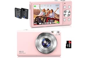 Jckduhan Digital Camera Auto Focus 2.7K Vlogging Camera HD 48MP 16X Digital Zoom Camera with 32G Memory Card 2 Batteries YouTube Portable Mini Compact Camera for Kids Teens Adult Beginner