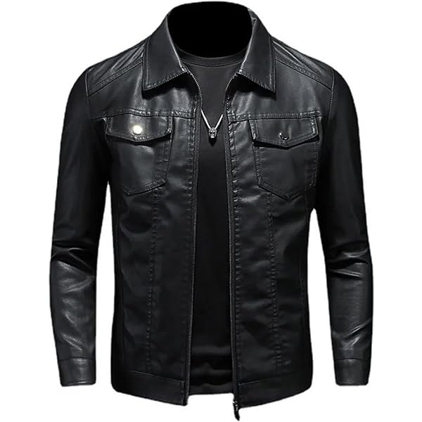 ZFBAOJT Mens Leather Jacket Motorcycle Black Biker Jackets Vintage