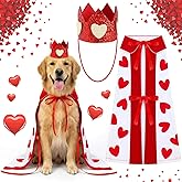 Hillban Valentine's Day Dog Costume Heart Crown and Cape Cover Set Dog Queen Valentines Outfit Heart Cape Hat for Small, Medium, Large Dogs and Pets(L)