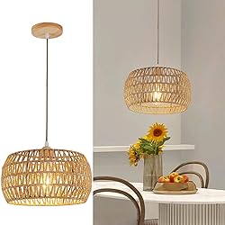 OCWHT Rattan Pendant Light Fixture Ceiling Bohemian