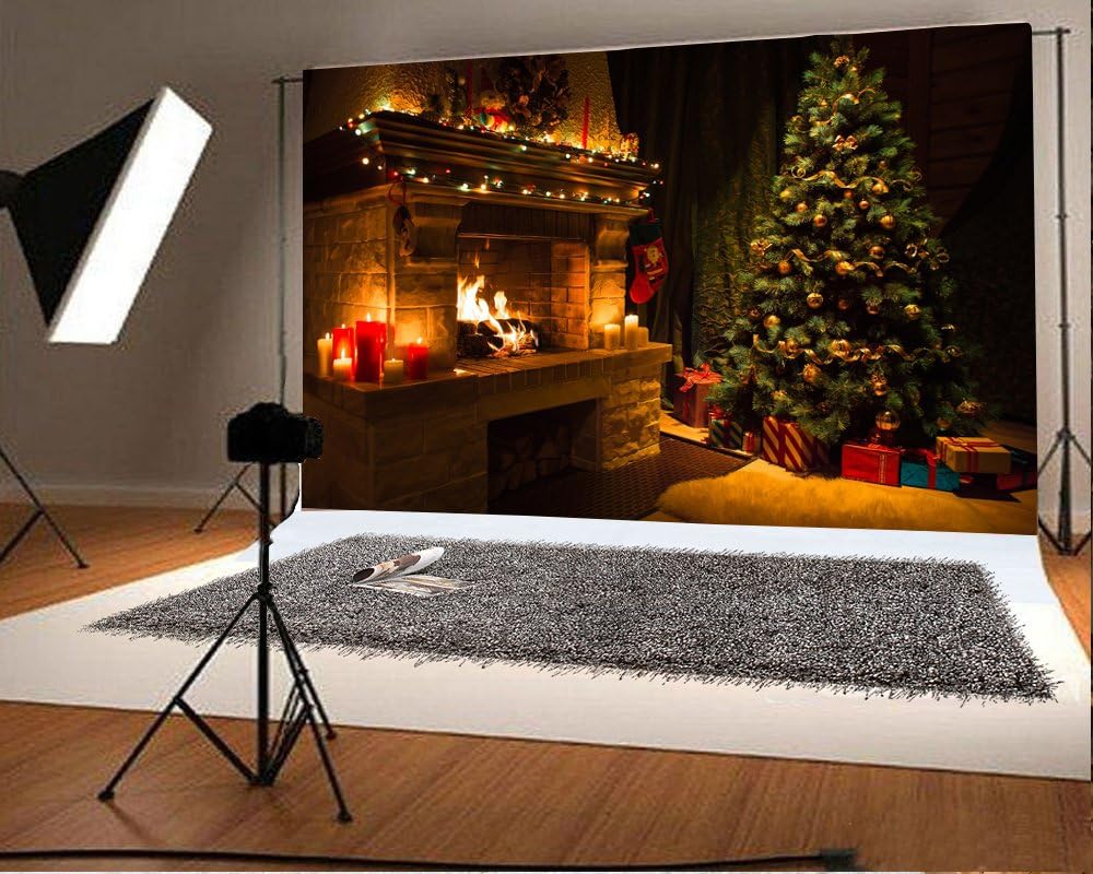 Christmas Tree Lights Fireplace - Amazon Com Laeacco 7x5ft Vinyl Christmas Photography Backdrop Fireplace Tree Fairy Lights Red And White Candle Gift Box Blanket Scene Photo Background Children Baby Adults Portraits Backdrop Camera Photo