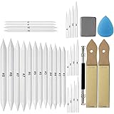 33 Pcs Blending Stumps and Tortillions Set Art Blenders with Sketch Sandpaper Pencil Sharpener Pencil Extension Tool Drawing 