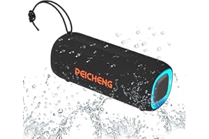 PEICHENG Bluetooth Speaker, Portable Wireless Clear Loud Stereo Sound IPX5 Waterproof with RGB Lights BT5.3 Long Playtime TWS Pairing,for Home Party Outdoor Beach,Great Gift Choice (Black)