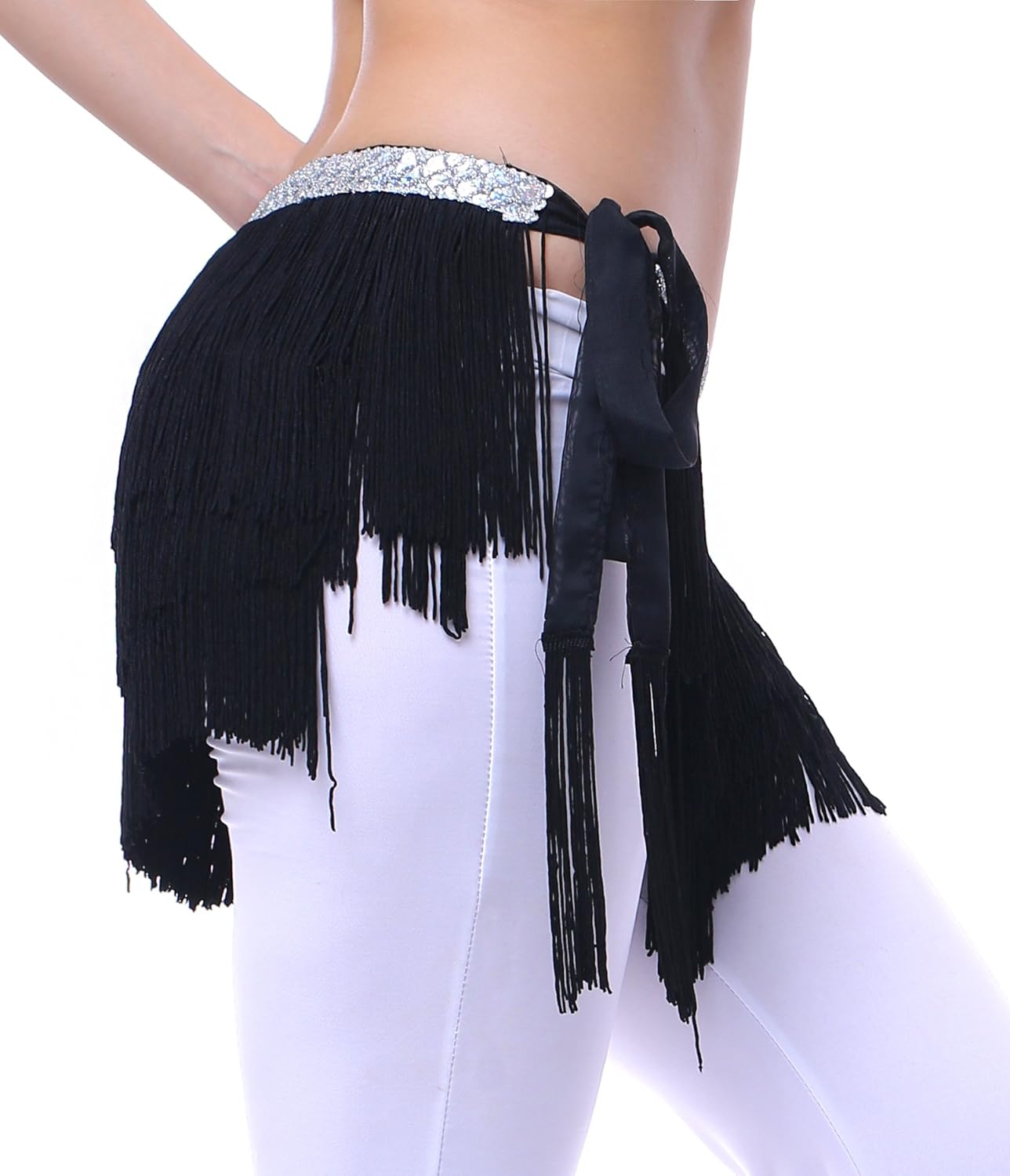 Belly Dance Hip Scarf for Women with Fringes: Clothing